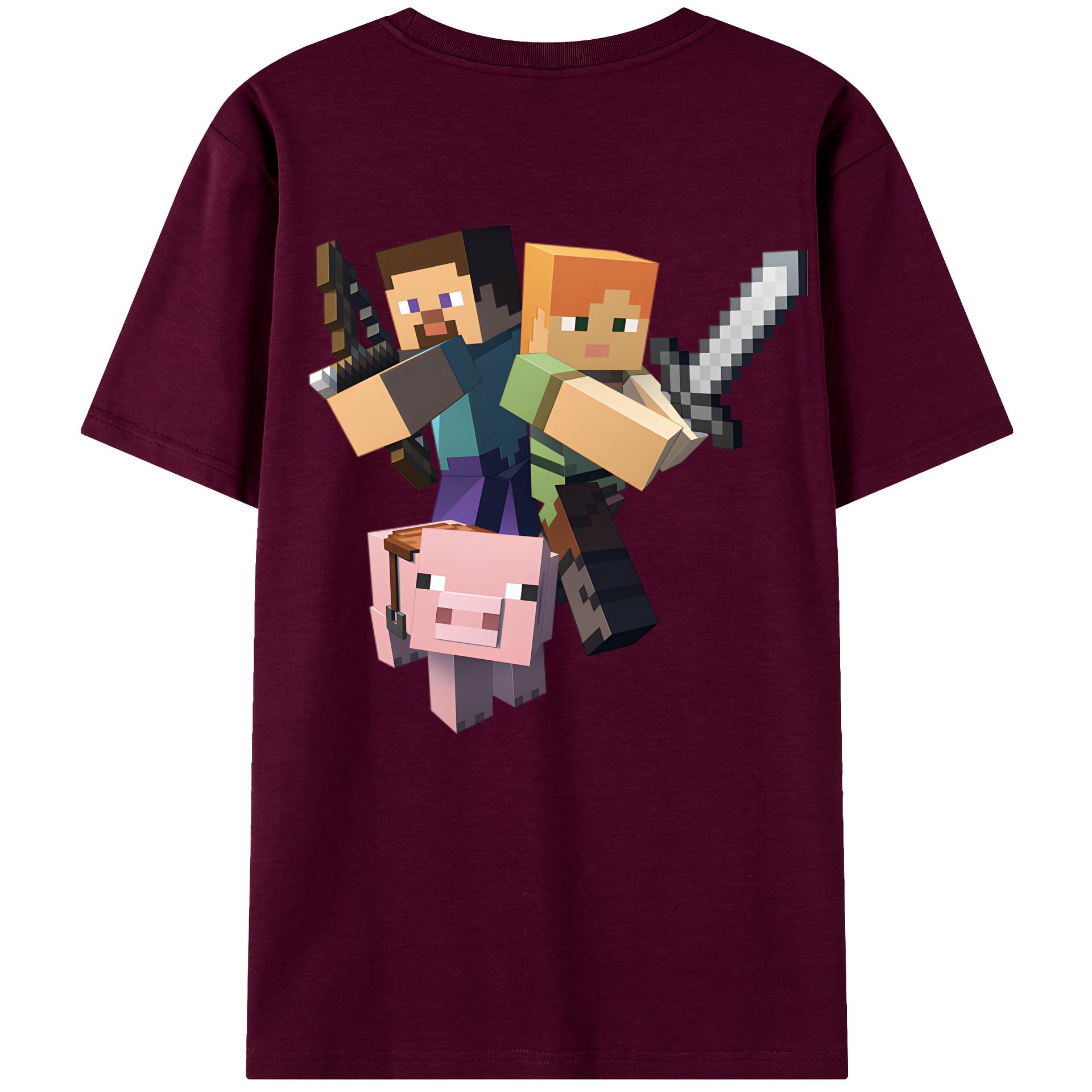 （画像用） マインクラフト ブロックの世界 Minecraft MC Block world レディース半袖Tシャツ(バックプリント)